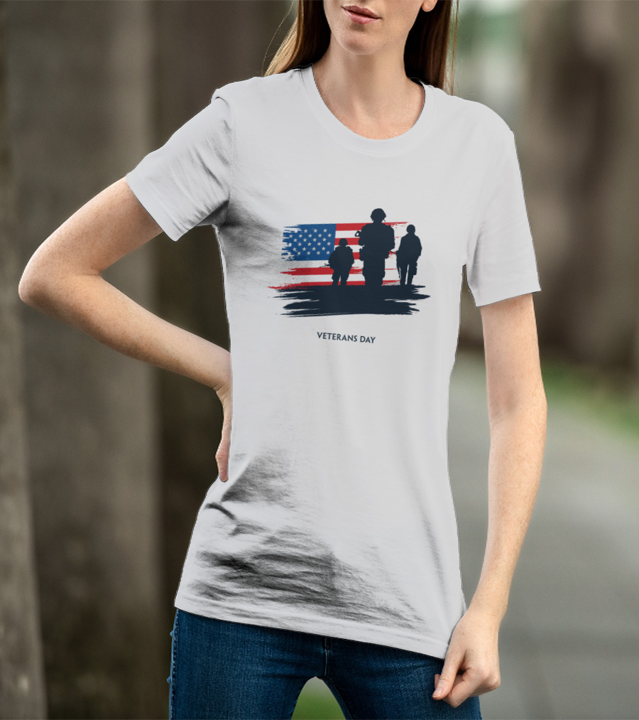 Veterans Day USA Flag With Soldier T-Shirt