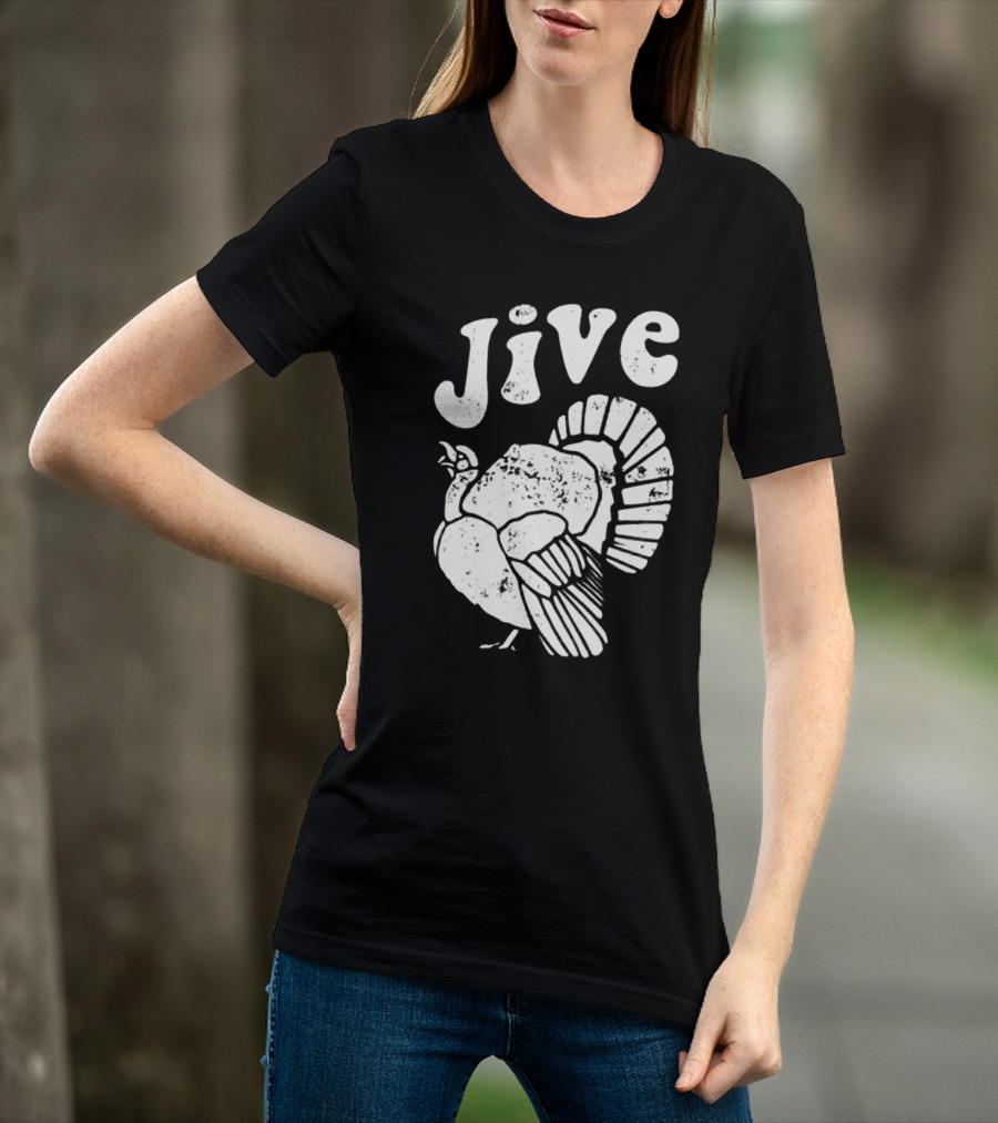 Thanksgiving Jive Turkey Retro Distressed Look T-Shirt