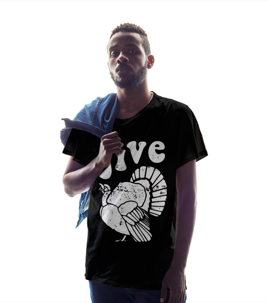 Thanksgiving Jive Turkey Retro Distressed Look T-Shirt