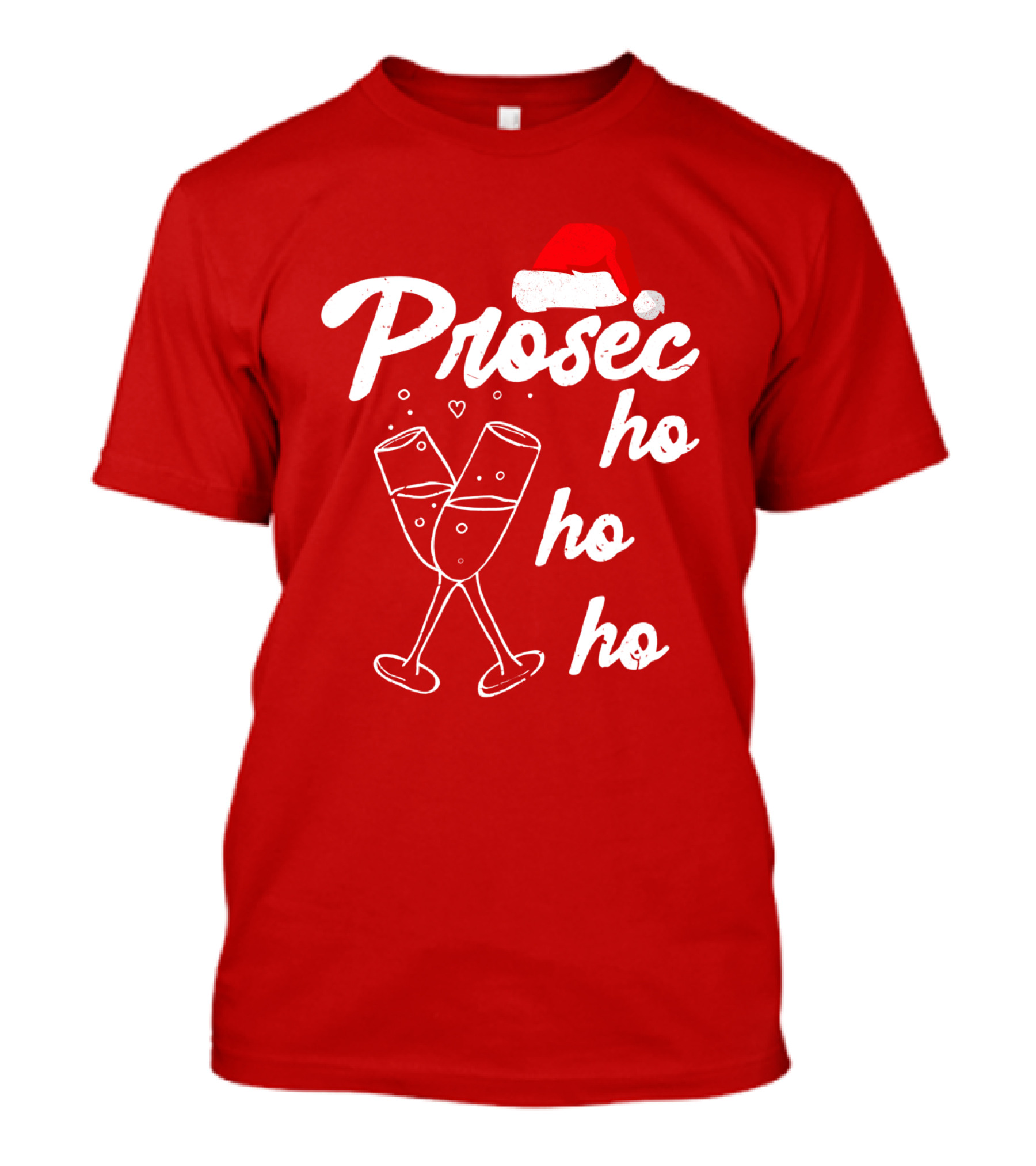Prosec Ho Ho Santa Hat Champagne Glasses T-Shirt