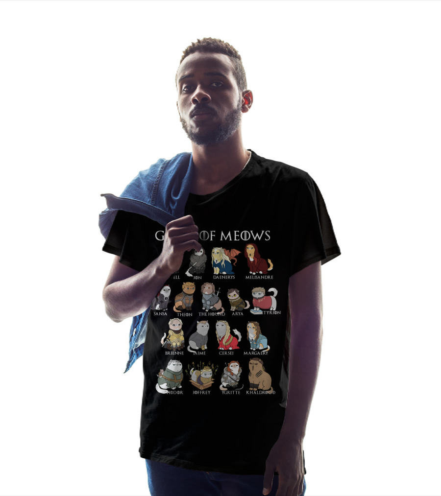 Game Of Meows Samwell Jon Daenerys Melisandre Sansa Theon The Hound Arya Tyrion Brienne Jaime Cersei Margaery Hodor Joffrey Ygritte Khal Drogo T-Shirt