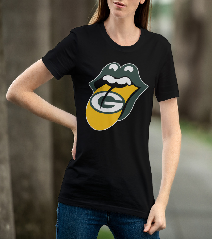 Green Bay Packers Rolling Stones Tongue Logo Rt Edition T-Shirt
