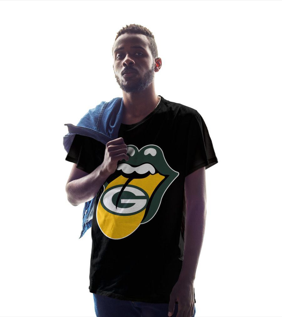 Green Bay Packers Rolling Stones Tongue Logo Rt Edition T-Shirt