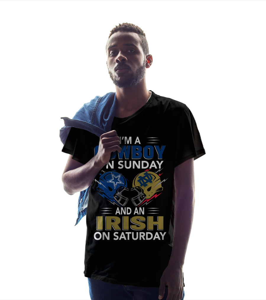 I'm A Cowboy On Sunday And An Irish On Saturday Football Helmets T-Shirt