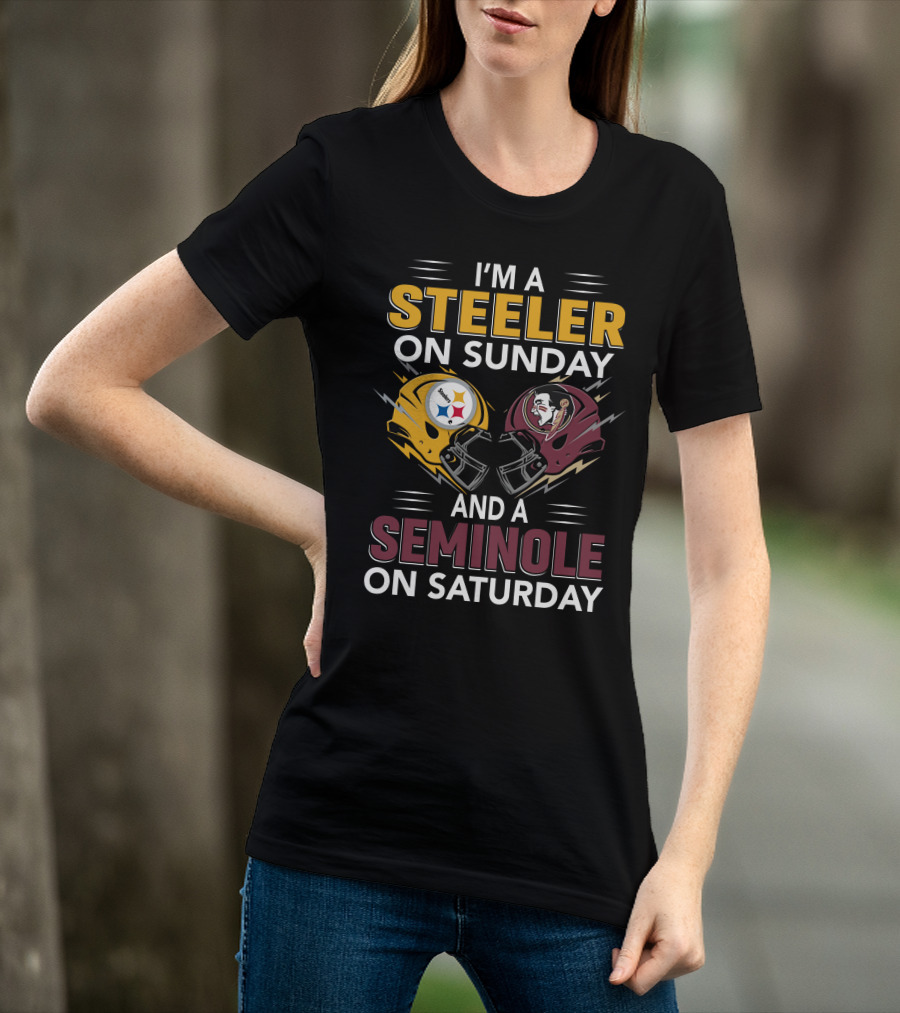 I'm A Steeler On Sunday And A Seminole On Saturday Helmet Clash T-Shirt