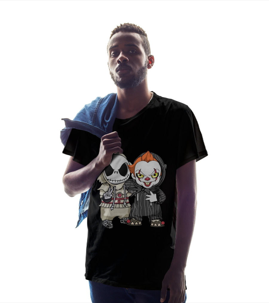 Baby Jack Skellington Pennywise Cute Horror Character Mashup T-Shirt