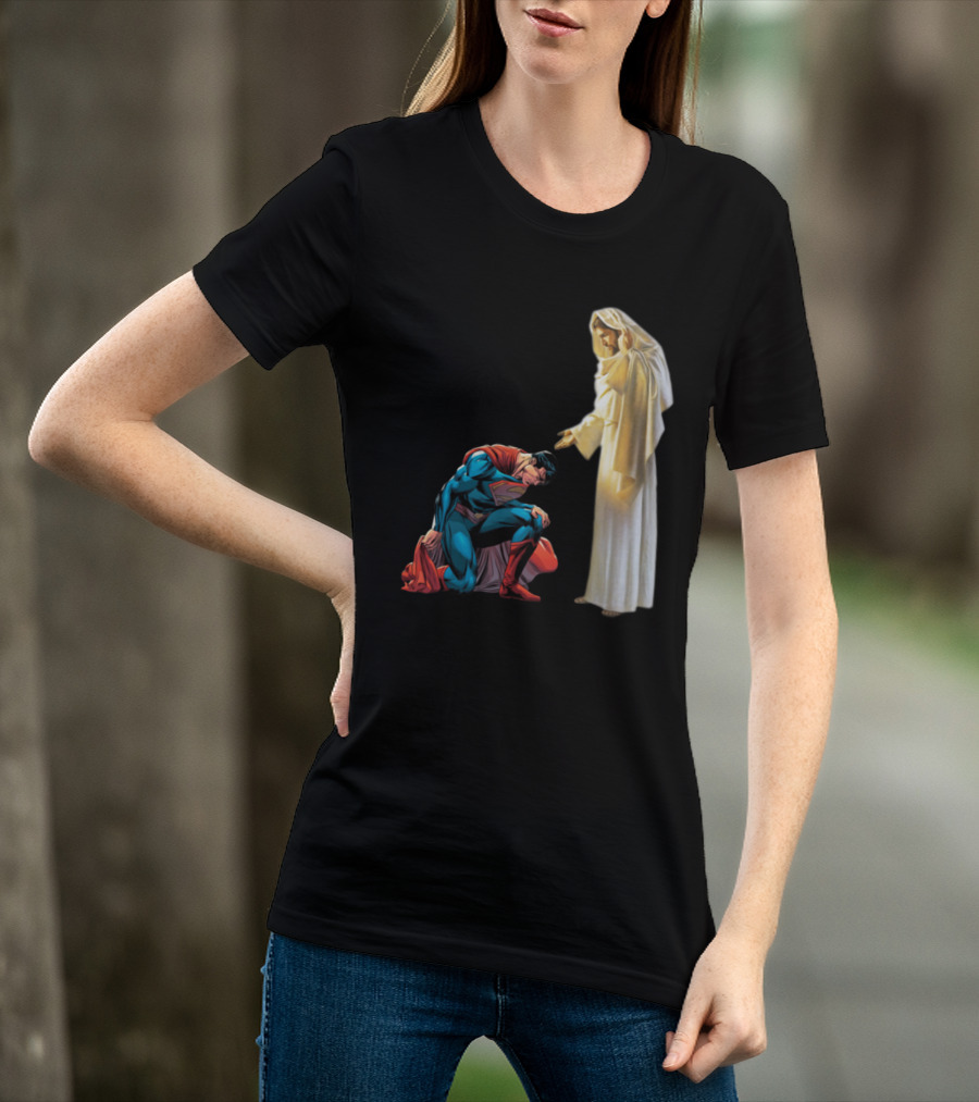 Superman Kneels Before God Jesus T-Shirt