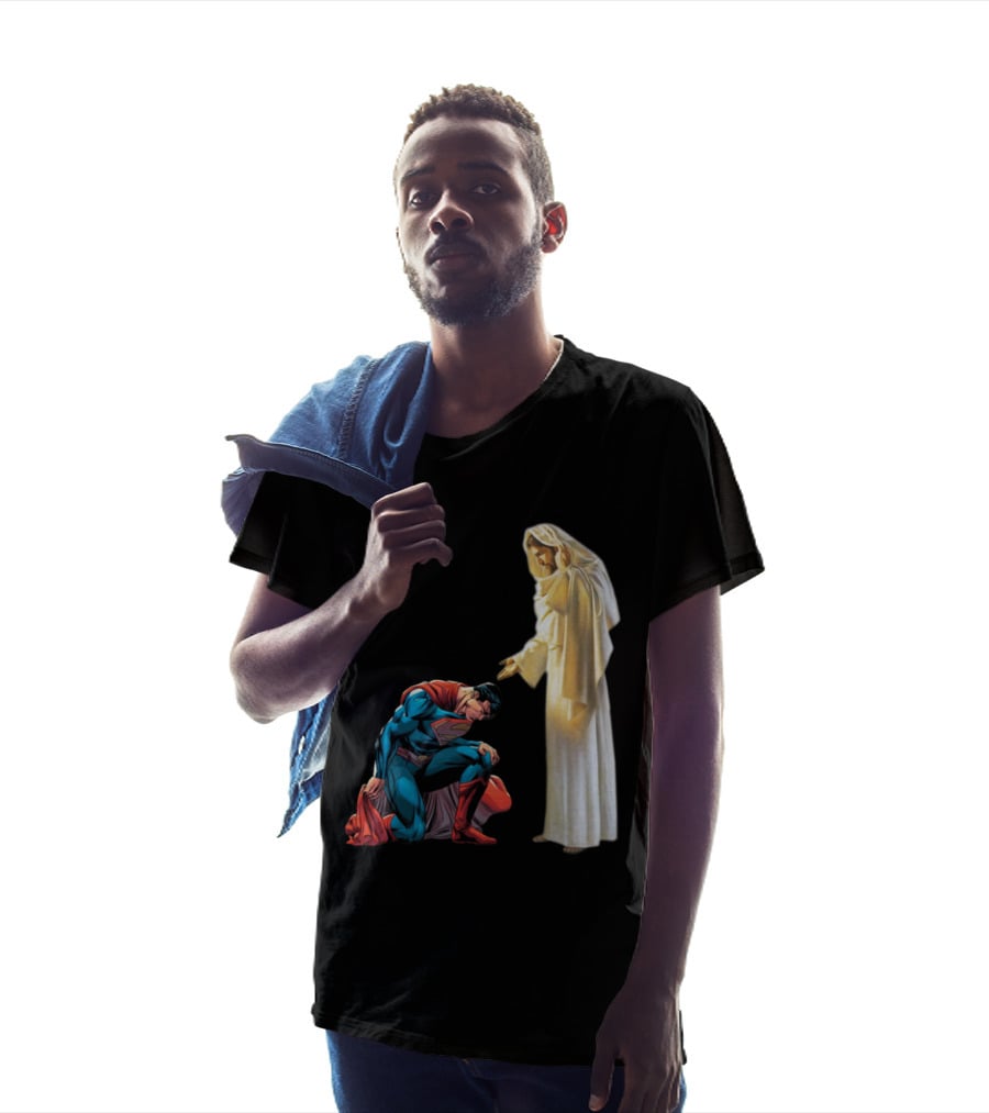 Superman Kneels Before God Jesus T-Shirt