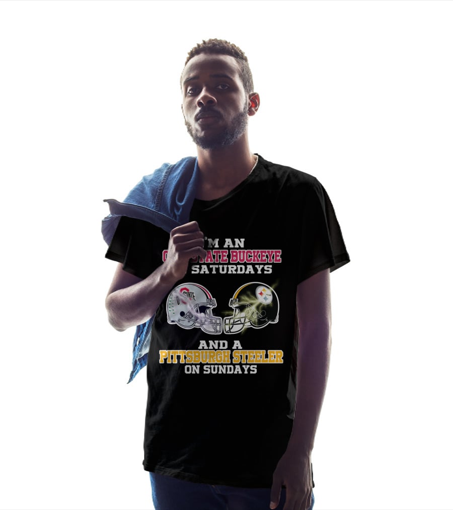 Ohio State Buckeye Saturdays Pittsburgh Steeler Sundays Football Fan Gear T-Shirt