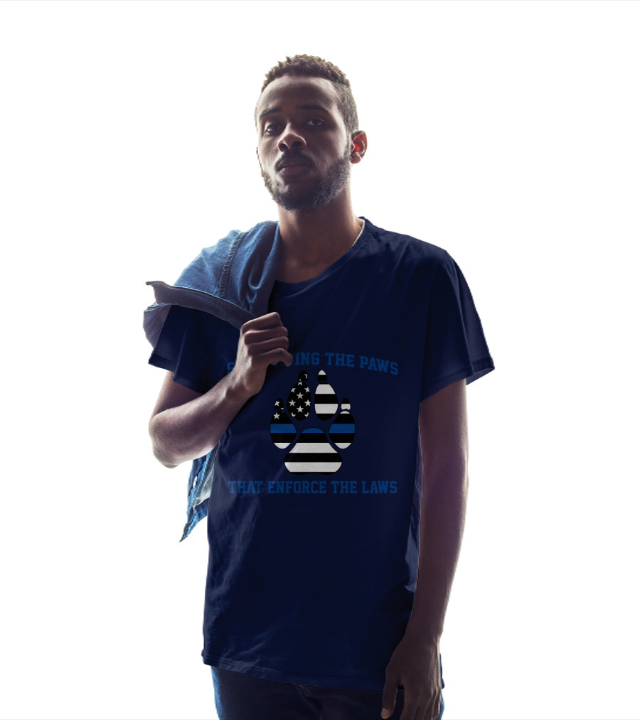 Supporting The Paws That Enforce The Laws American Flag Paw Prints T-Shirt