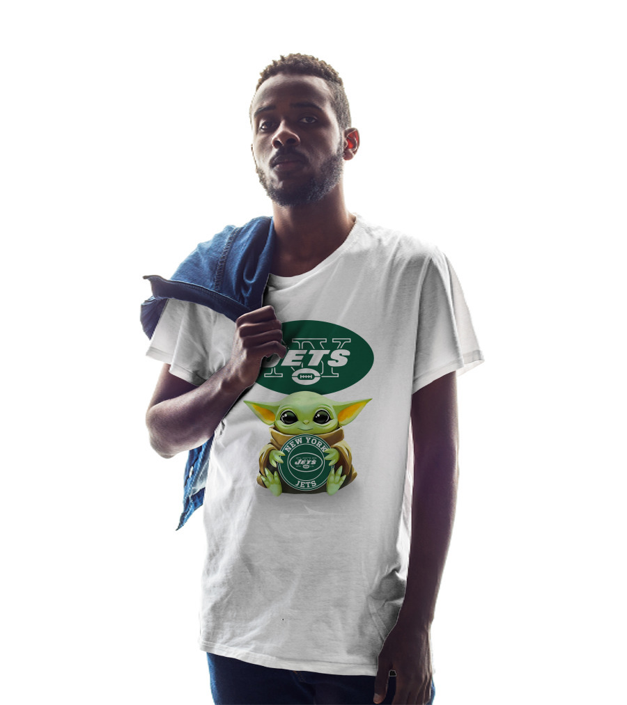 Star Wars Baby Yoda New York Jets Hug Logo White T-Shirt