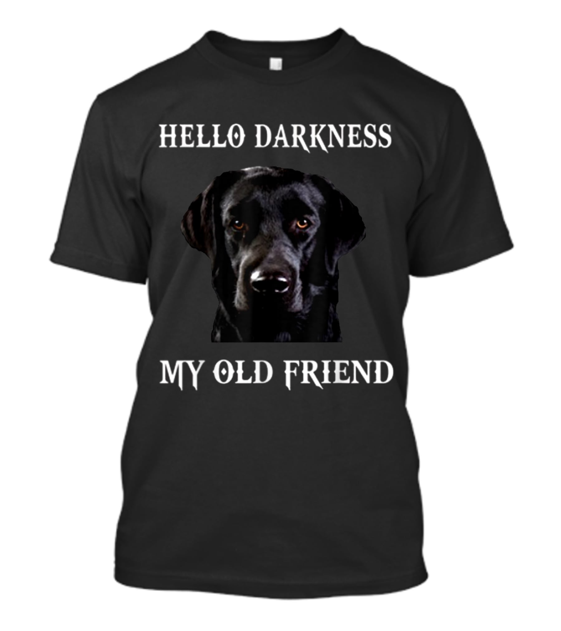Labrador Hello Darkness My Old Friend Black Dog Face T-Shirt