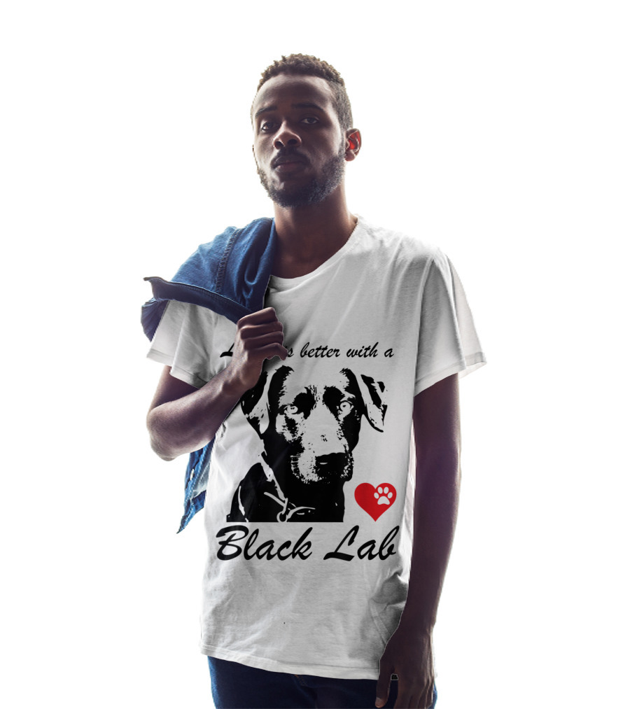 Life Is Better With A Black Lab Heart Paw Prints T-Shirt