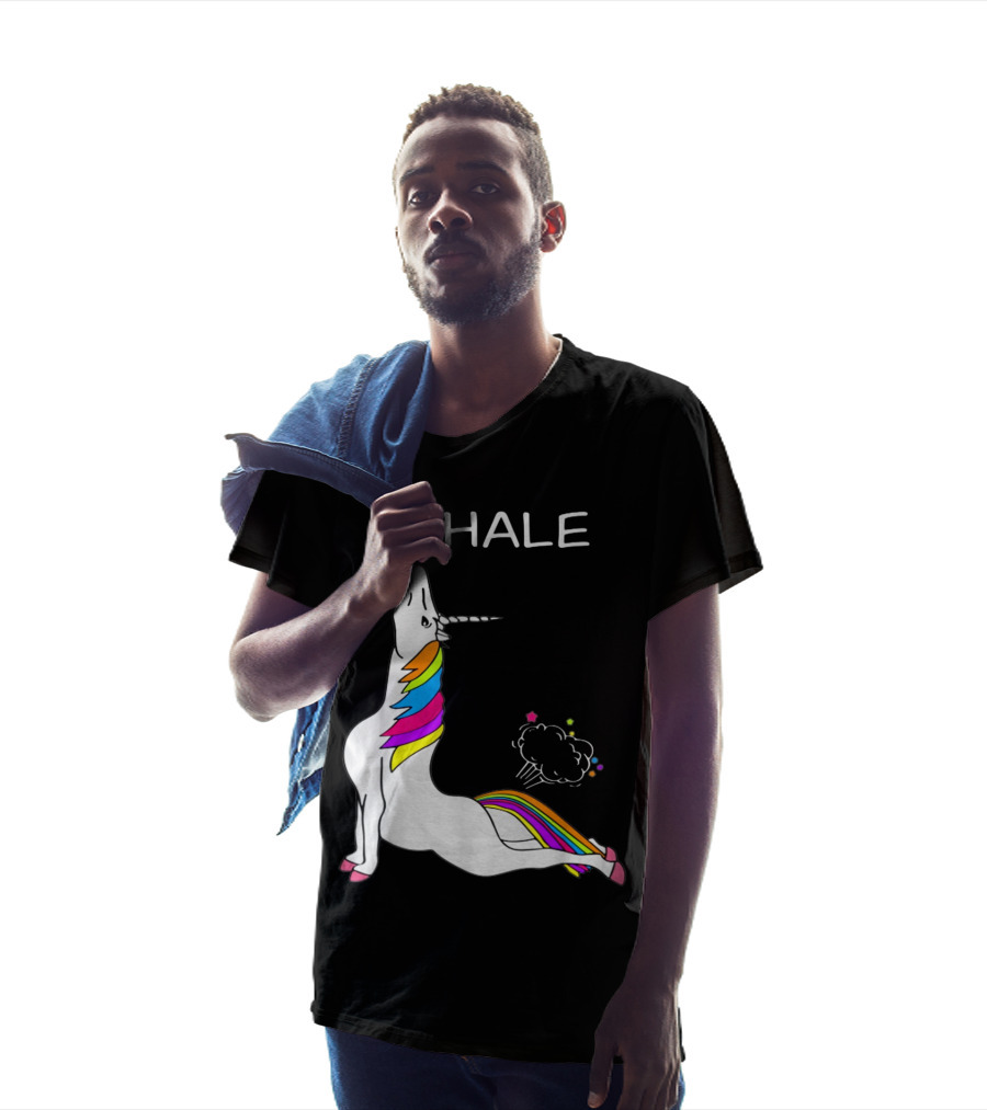 EXHALE Yoga Unicorn Funny Yoga Unicorn Exhale Fart Rainbow T-Shirt