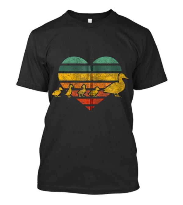 Mama Duck 4 Ducklings Heart Zip Animal Family T-Shirt