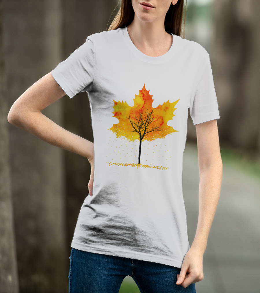 Maple Tree Autumn Leaves Fall Forest Scene T-Shirt