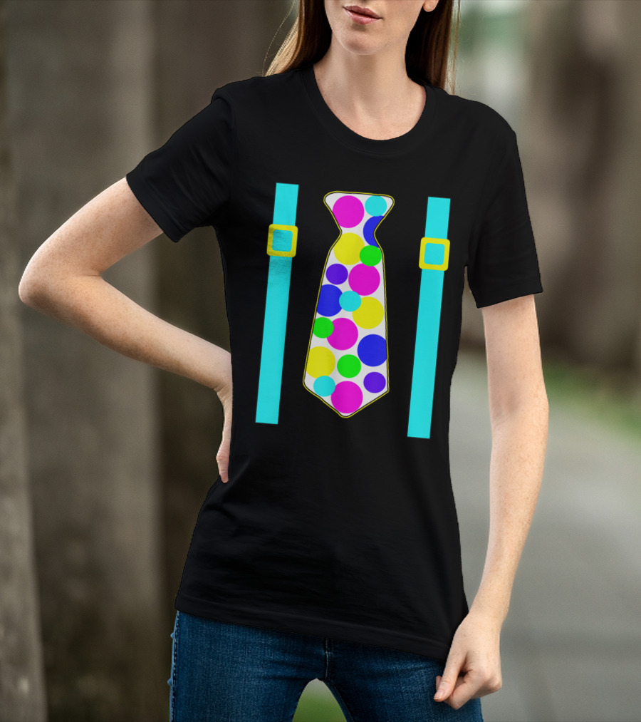 Party Polka Dot Jumbo Tie Suspender Graphics With Colorful Circles T-Shirt