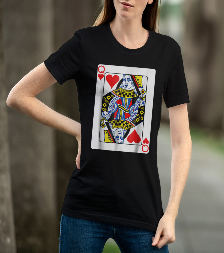Queen Of Hearts Playing Card Poker T-Shirt
