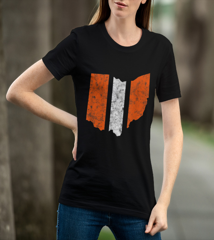 Ohio Cleveland Football Stripe Fan Map T-Shirt