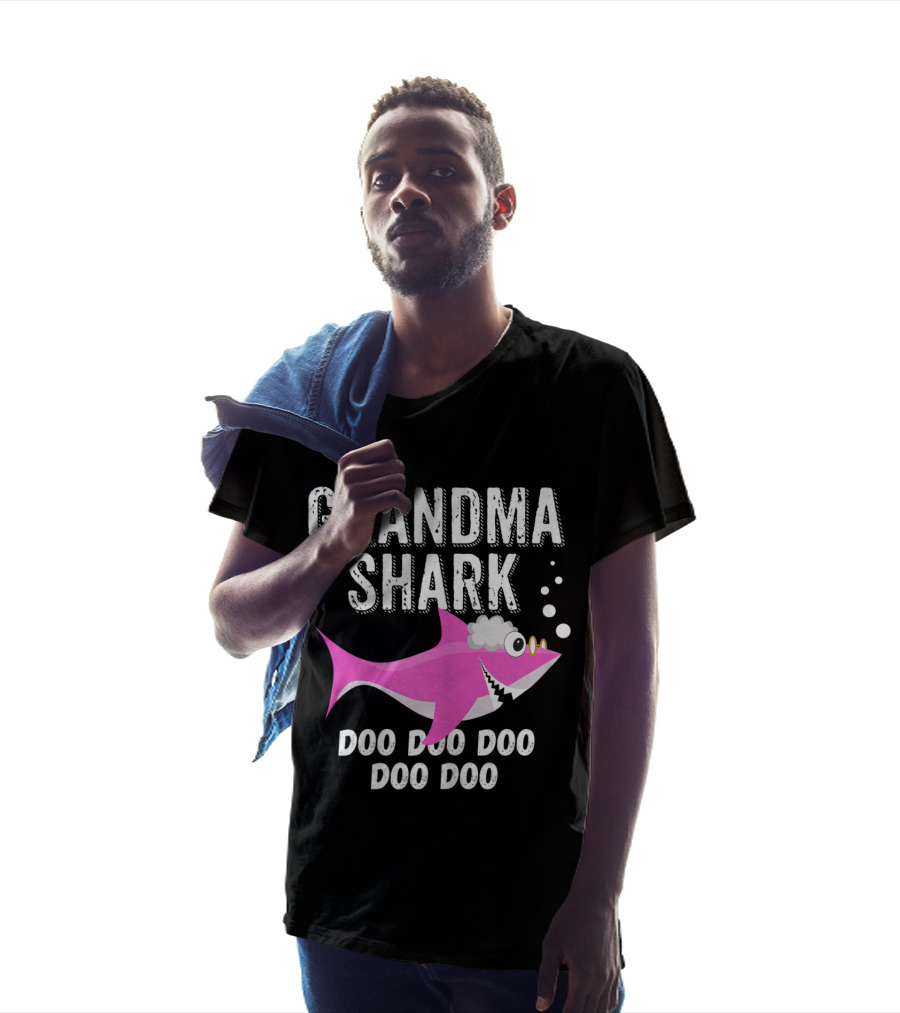 Grandma Shark Doo Doo Doo Family Pink Shark Bubbles T-Shirt