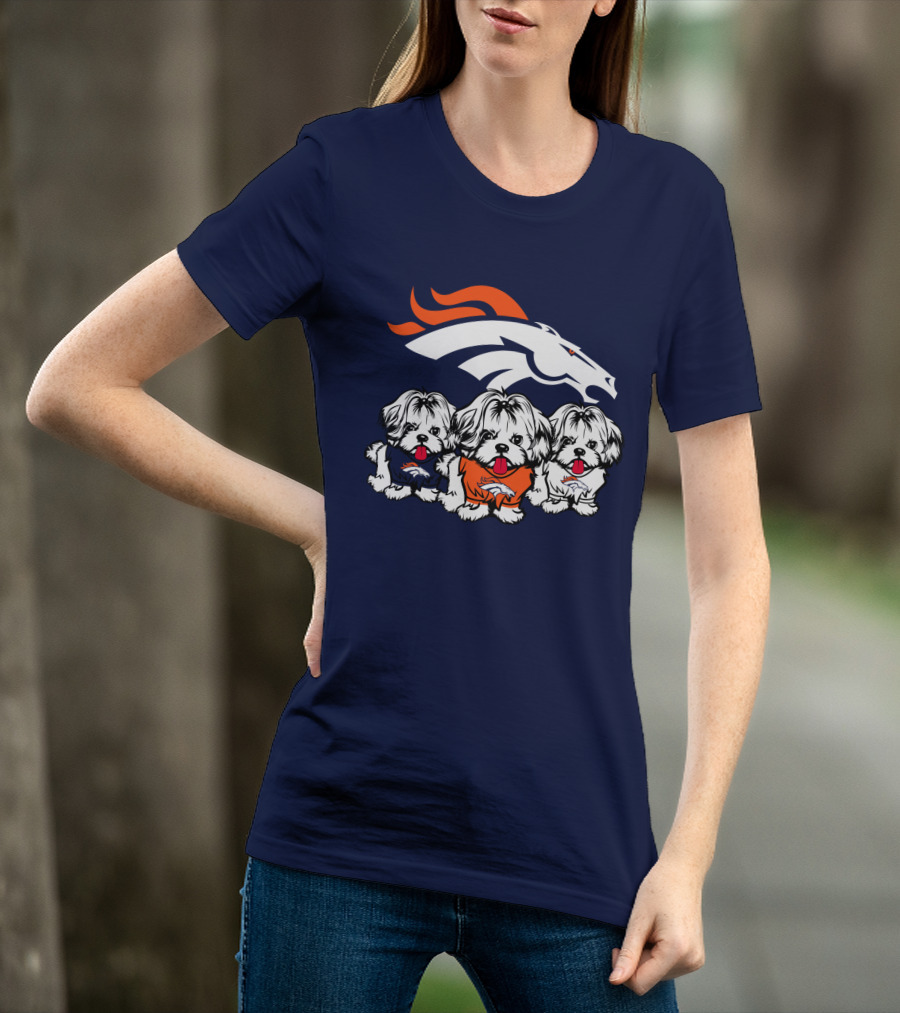 Shih Tzu Dogs Denver Broncos NFL Football Fan T-Shirt