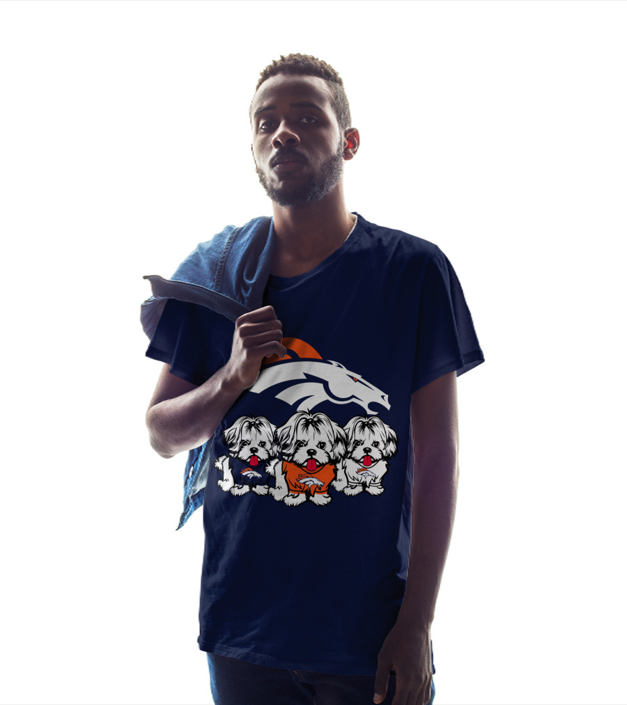 Shih Tzu Dogs Denver Broncos NFL Football Fan T-Shirt