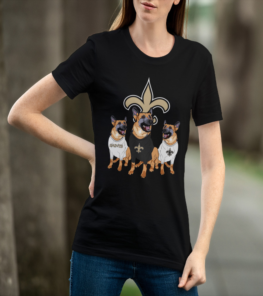 Saints Fleur-De-Lis German Shepherd Trio T-Shirt