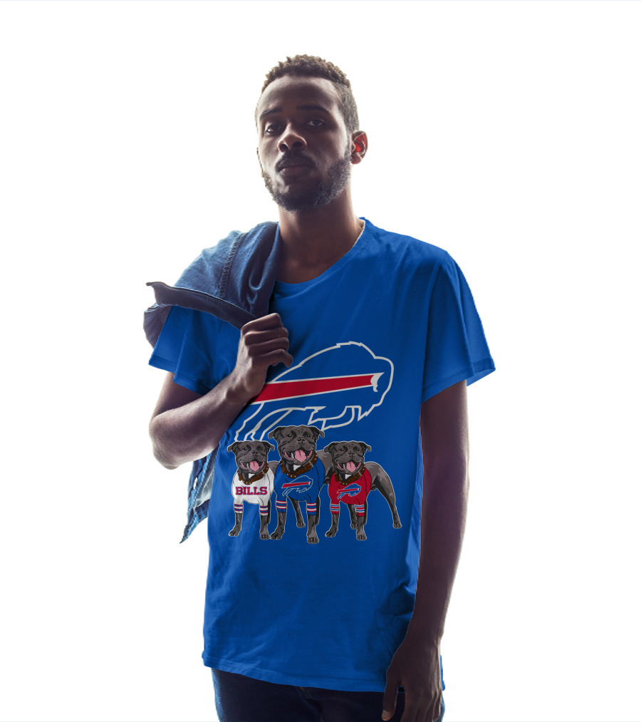 Buffalo Bills Pitbull Trio On Blue Buffalo T-Shirt