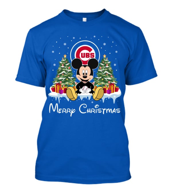 Merry Christmas Chicago Cubs Mickey Mouse T-Shirt