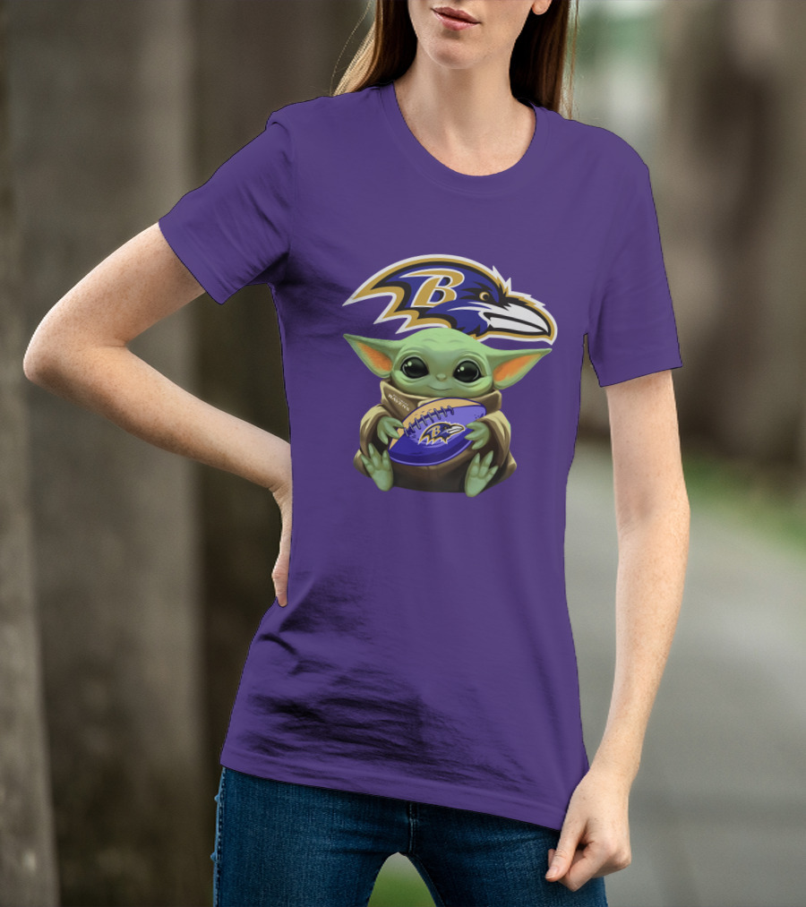 Babyyoda Star Wars Baltimore Ravens Football Crossover T-Shirt