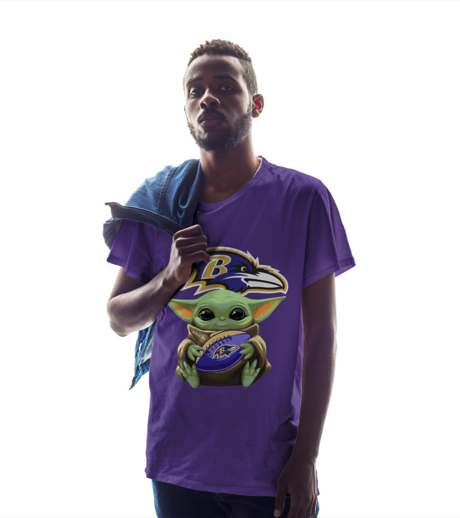Babyyoda Star Wars Baltimore Ravens Football Crossover T-Shirt