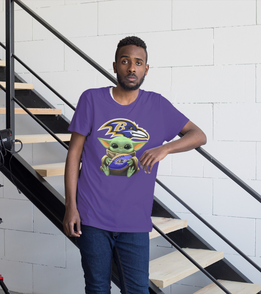 Babyyoda Star Wars Baltimore Ravens Football Crossover T-Shirt