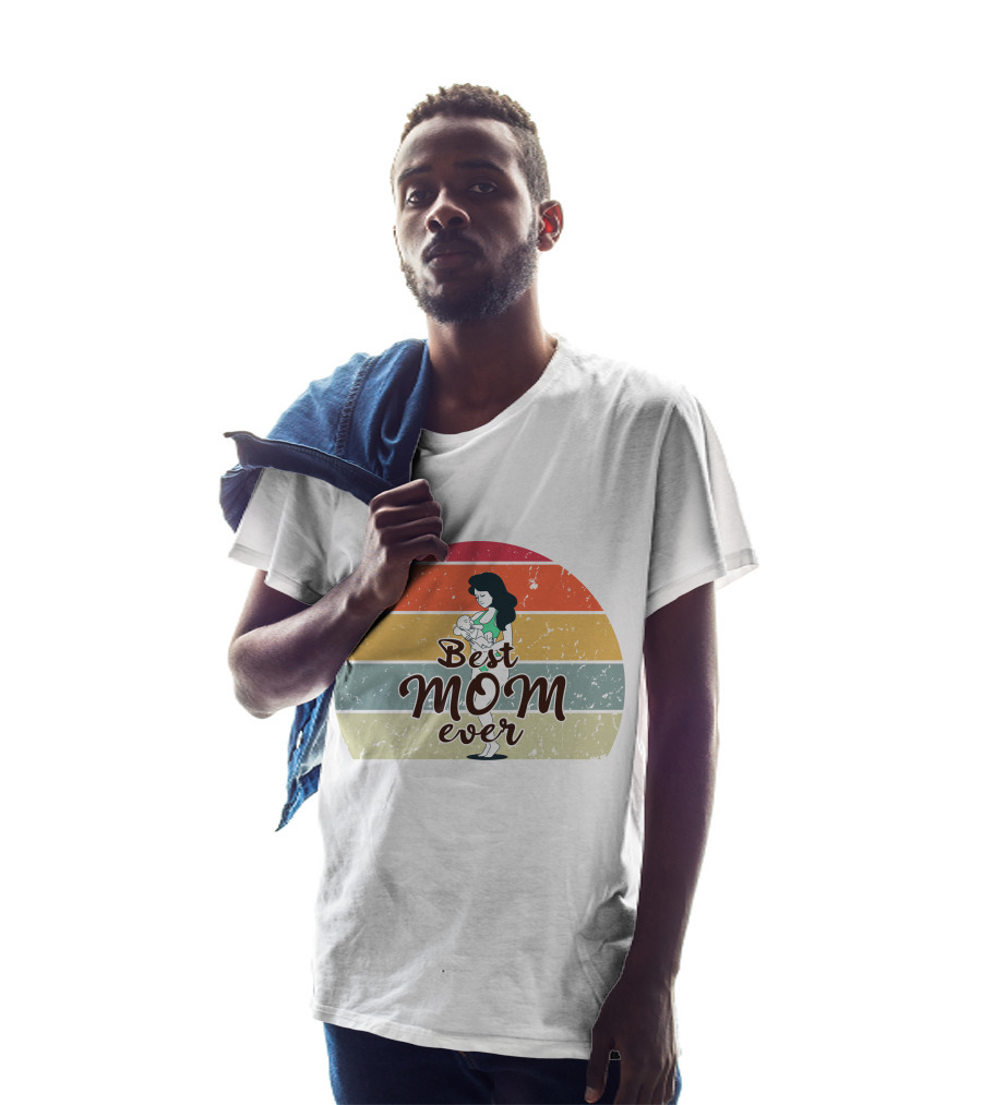 Best Mom Ever Retro Sunset Mom Holding Baby T-Shirt