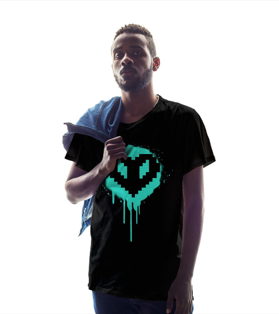 Philza Middle Name Pixelated Heart Neon Glow Drip T-Shirt