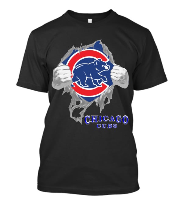 Chicago Cubs Logo Burst With Bear And Hands T-Shirt