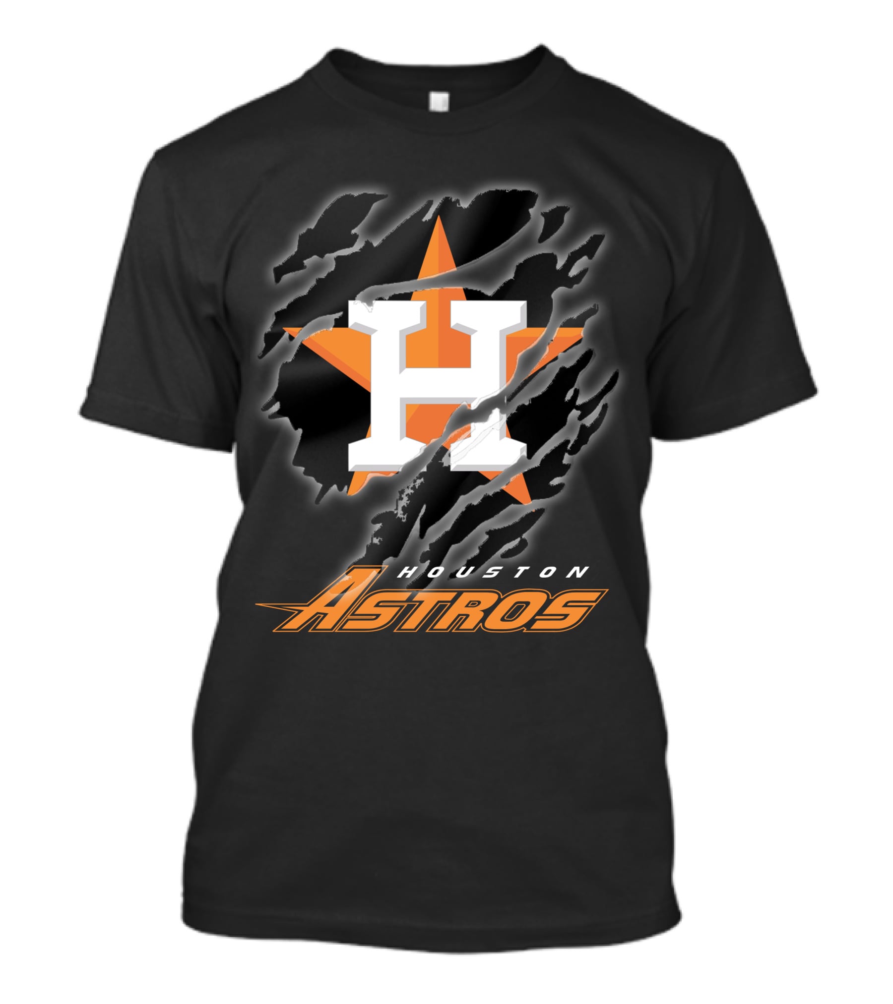 Houston Astros H Logo With Orange Star And Claw Marks T-Shirt