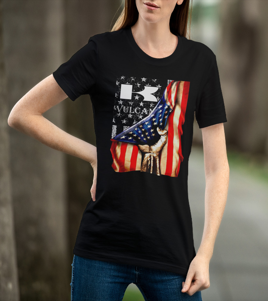 Vulcan Hand Gripping American Flag With Stars And Stripes T-Shirt