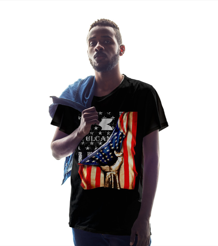 Vulcan Hand Gripping American Flag With Stars And Stripes T-Shirt