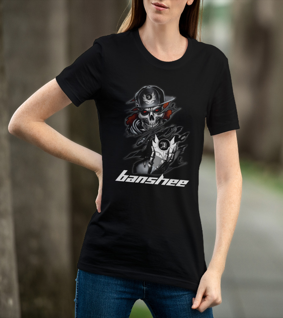 Banshee Skull With Hat And Letter B Motif T-Shirt