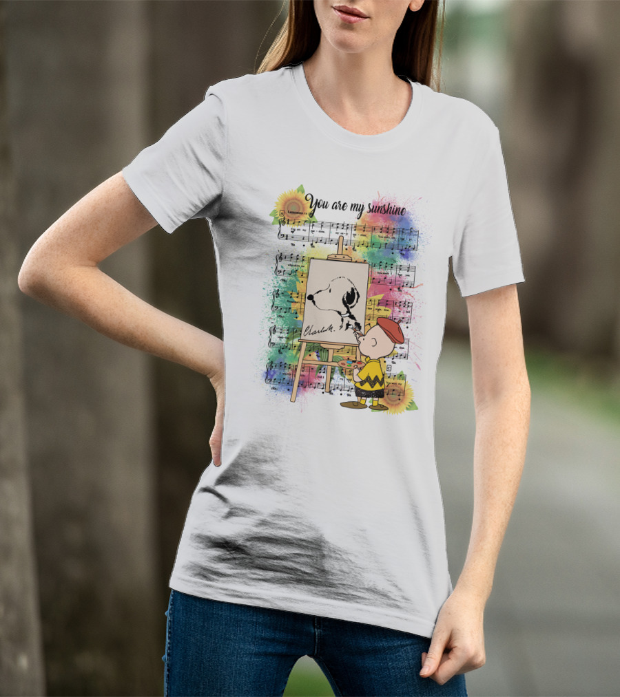 You Are My Sunshine Charlie Painting Snoopy Music Notes Sunflowers T-Shirt