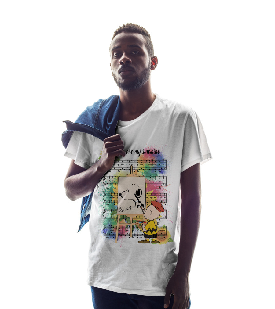 You Are My Sunshine Charlie Painting Snoopy Music Notes Sunflowers T-Shirt