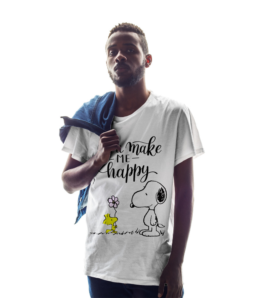 You Make Me Happy Snoopy And Woodstock Flower T-Shirt