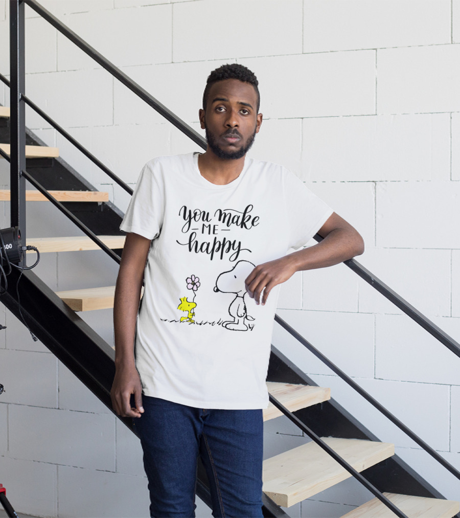 You Make Me Happy Snoopy And Woodstock Flower T-Shirt