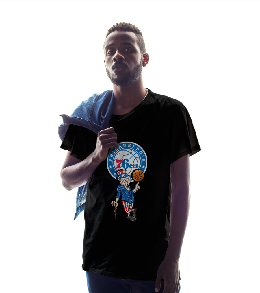 Philadelphia 76ers Uncle Sam Spinning Basketball 4Th July T-Shirt