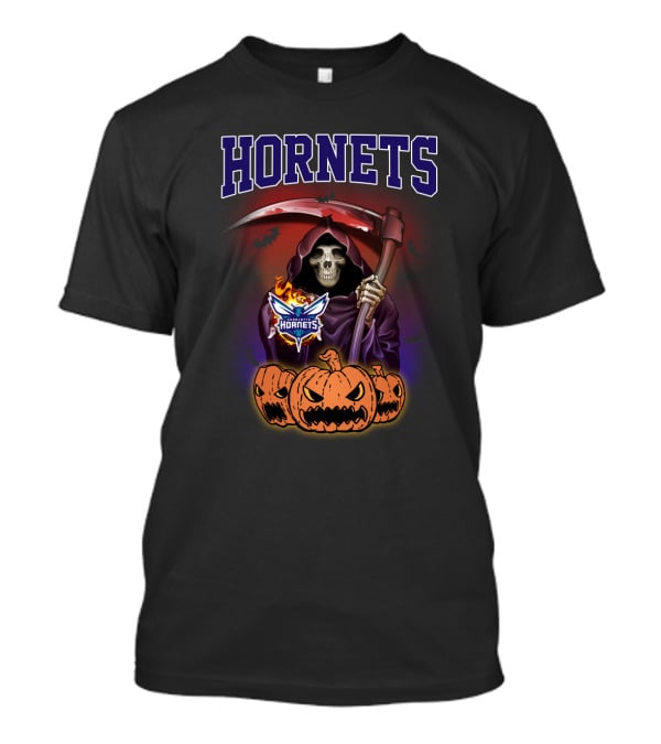 Hornets Reaper With Scythe And Pumpkins Halloween T-Shirt