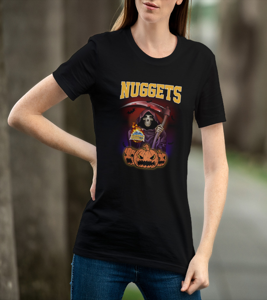 Nuggets Grim Reaper With Scythe And Pumpkins Halloween T-Shirt