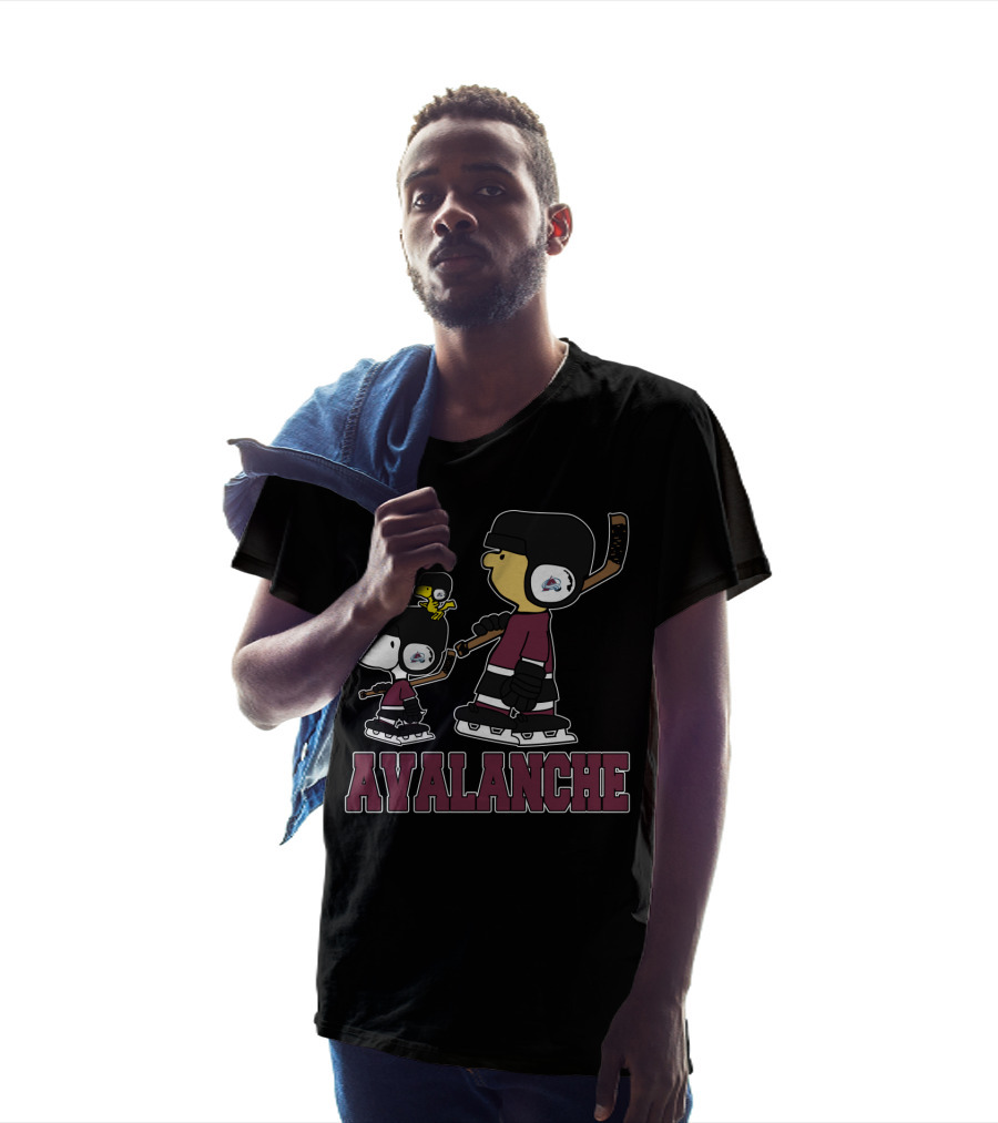 Avalanche Snoopy And Woodstock Skating With Colorado Avalanche Fans T-Shirt