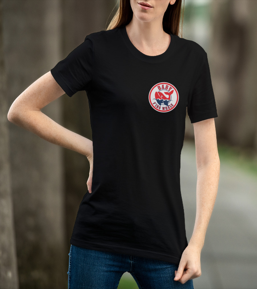 BABY FING WHALE Red Blue Whale Emblem T-Shirt