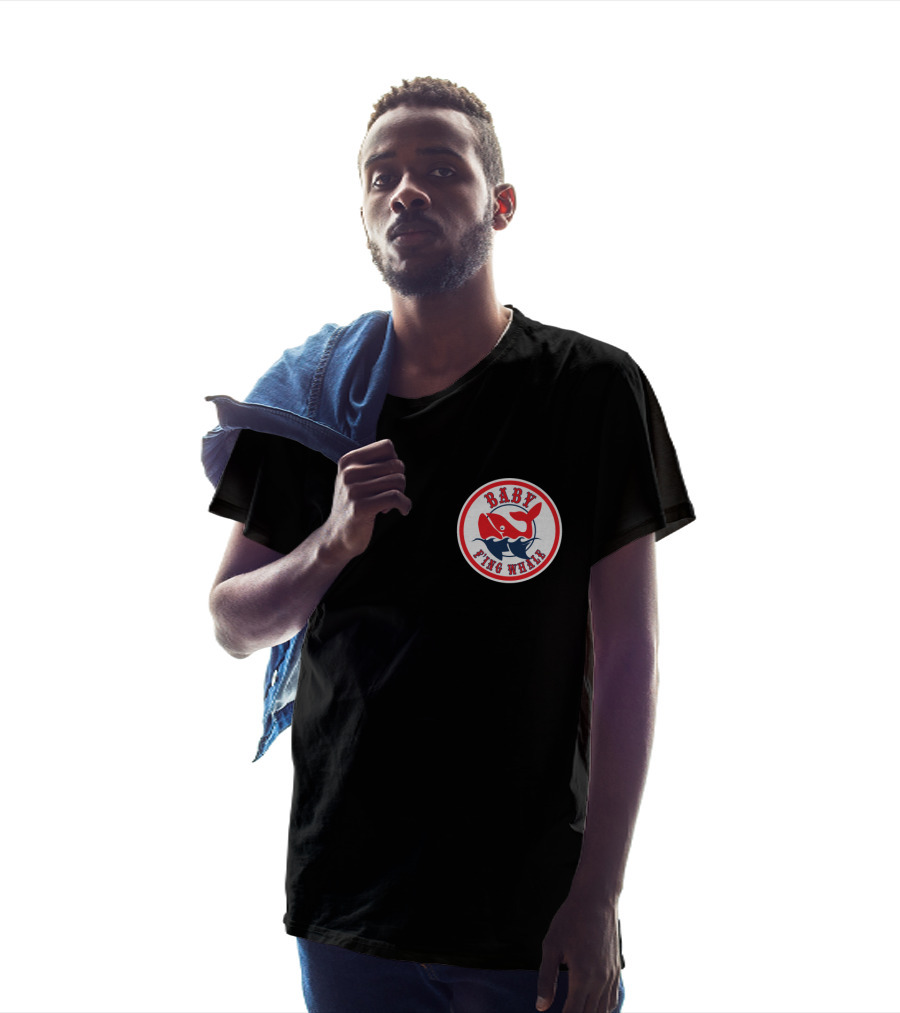BABY FING WHALE Red Blue Whale Emblem T-Shirt