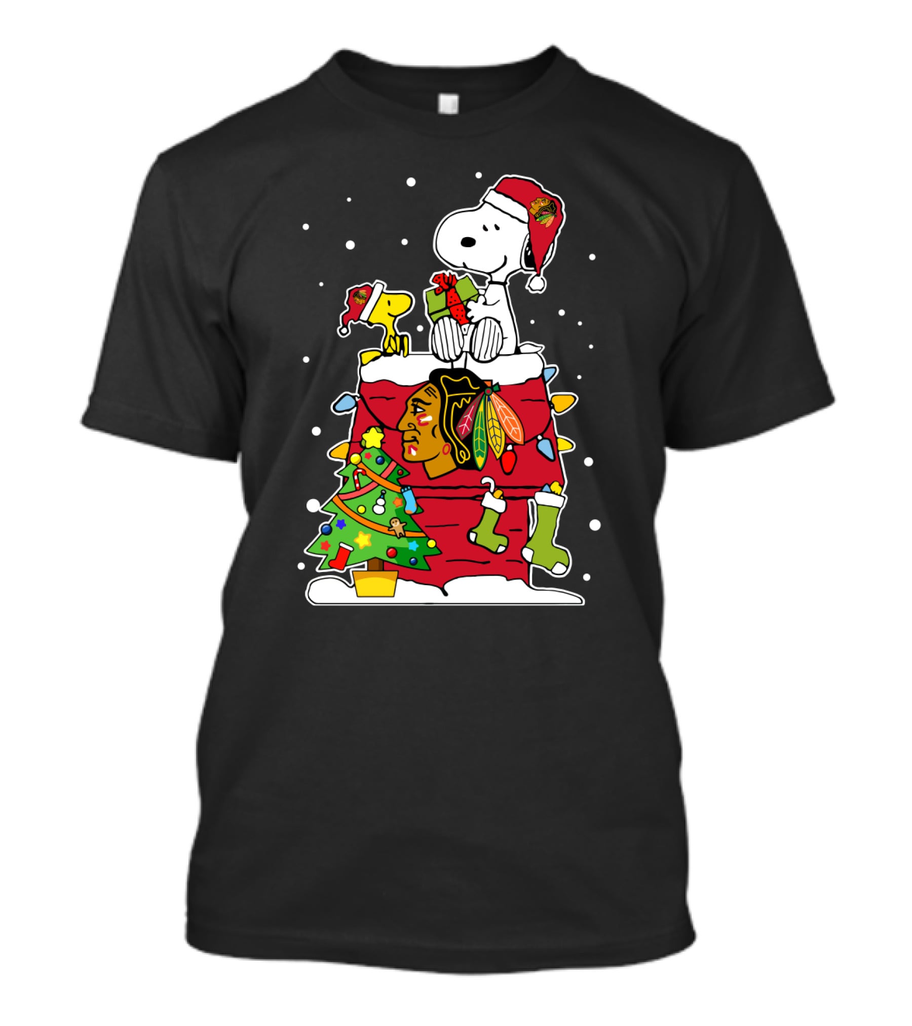 Chicago Blackhawks Snoopy Festive Christmas T-Shirt